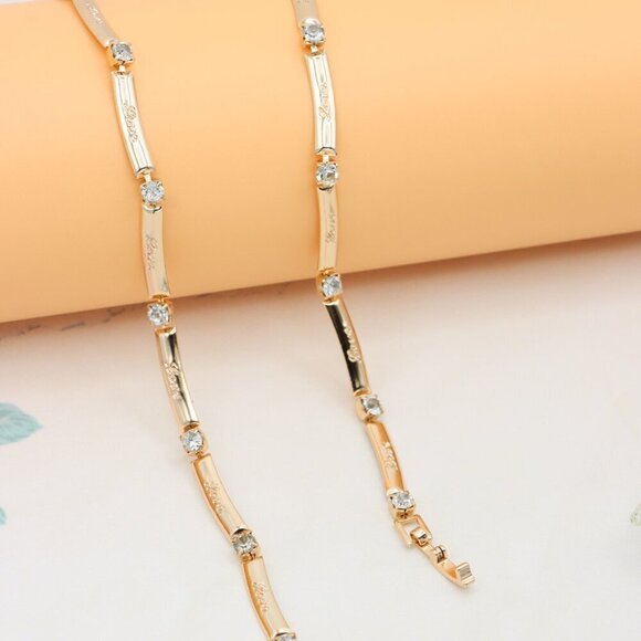 Elegant Rose Gold Necklace with Sparkling Stones, XPNL0339 - Picture 11 of 12
